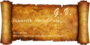 Gyurnik Versény névjegykártya